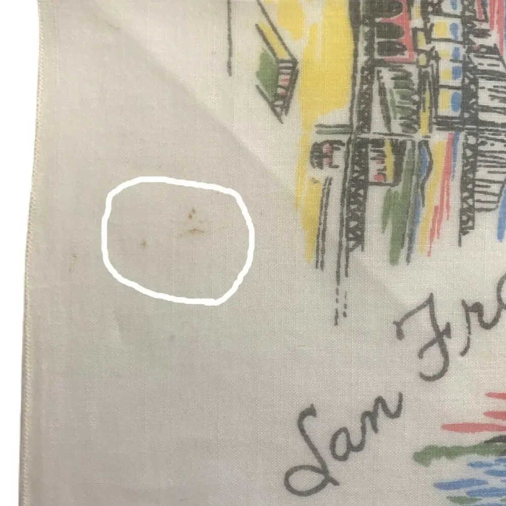 50s San Francisco Souvenir Handkerchief Cotton Golden Gate Bridge California Vtg